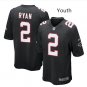 Youth kids Falcons #2 Matt Ryan red stitched football jersey black