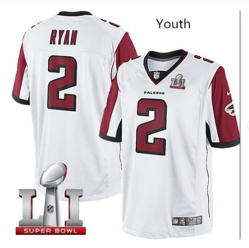 Youth kid falcons #2 Matt Ryan super bowl stitched jersey white