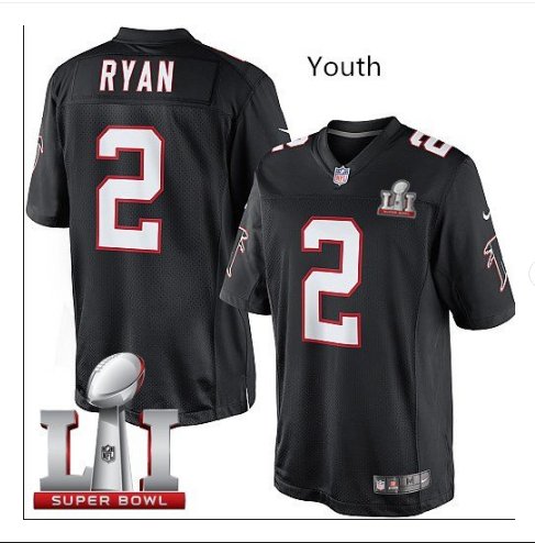 Youth kid falcons #2 Matt Ryan super bowl stitched jersey black