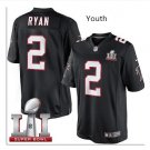 Youth kid falcons #2 Matt Ryan super bowl stitched jersey black