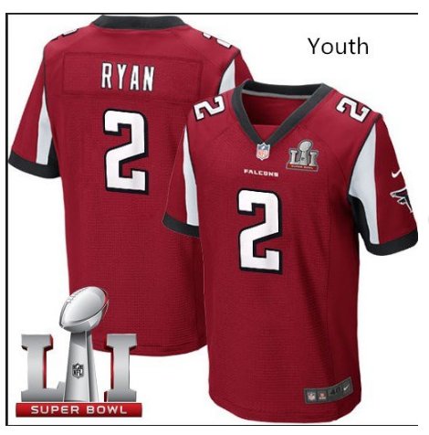 Youth kid falcons #2 Matt Ryan super bowl stitched jersey red