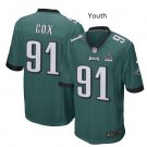 Youth Philadelphia Eagles #91 Fletcher Cox super bowl jersey green