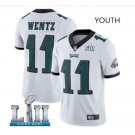 Youth Boys Eagles #11 Carson Wentz super bowl stitched jersey white