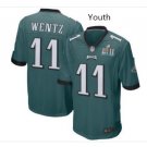 Youth Boys Eagles #11 Carson Wentz super bowl stitched jersey green
