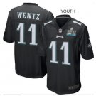 Youth Boys Eagles #11 Carson Wentz super bowl stitched jersey black