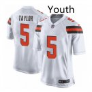 Youth Cleveland Browns #5 Tyrod Taylor football jersey white