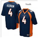 Youth kid Denver Broncos #4 Case Keenum Football jersey navy blue
