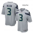 Youth Seahawks #3 Russell Wilson Stitched Football jersey gray