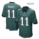 Youth Eagles #11 Carson Wentz stitched jersey green