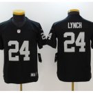 Youth kids Seahawks #24 Marshawn Lynch stitched Football jersey black