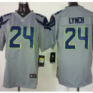 Youth kids Seahawks #24 Marshawn Lynch stitched Football jersey gray