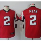 Youth kids Falcons #2 Matt Ryan red stitched football jersey