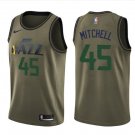 Men's Utah Jazz 45# Donovan Mitchell Basketball Jersey Olive Green