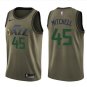 Men's Utah Jazz 45# Donovan Mitchell Basketball Jersey Olive Green