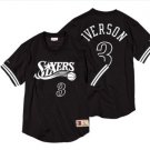 Men's Philadelphia 76ers 3 Allen Iverson Jersey T-Shirt - Black