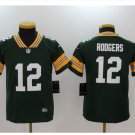 Youth kids Packers #12 Aaron Rodgers stitched Football jersey green