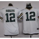 Youth kids Packers #12 Aaron Rodgers stitched Football jersey white