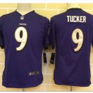 Youth kids Ravens #9 Justin Tucker mens game jersey purple