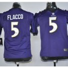 Youth Ravens #5 Joe Flacco Purple Stitched Football jersey purple
