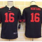 Youth kids San Francisco 49ers #16 Joe Montana Black Stitched jersey