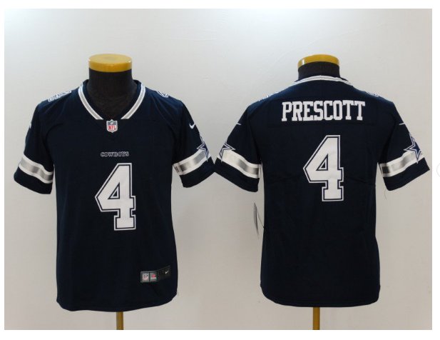 Youth kids Cowboys #4 Dak Prescott Stitched Football jersey