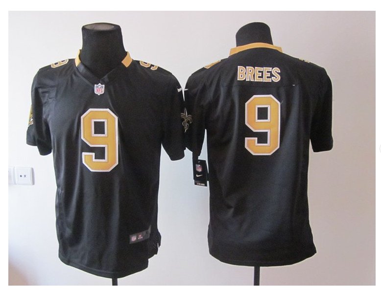 Youth New Orleans Saints #9 Drew Brees Stitched Football jersey black