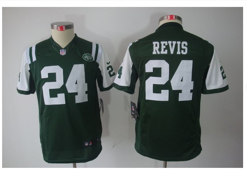 Youth New York Jets #24 Darrelle Revis football jersey green kids