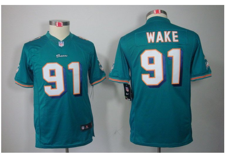 Youth Cameron Wake #91 Miami Dolphins stitched Jersey green
