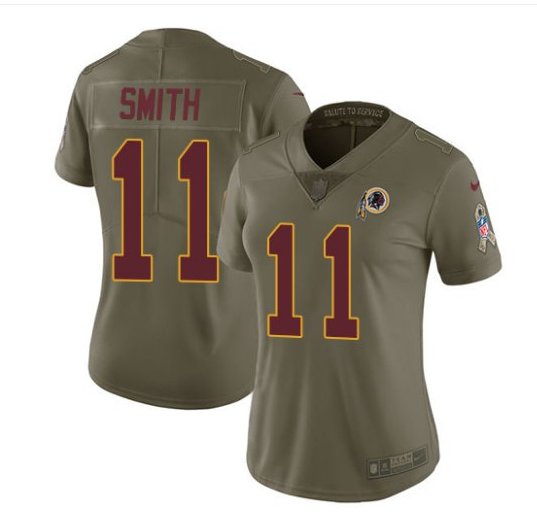 Women's KC Chiefs #11 Alex Smith salute to service jersey olive