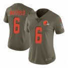 Women's Browns 6 Baker Mayfield salute to service jersey olive