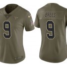 Women's Saints #9 Drew Brees salute to service limited jersey olive