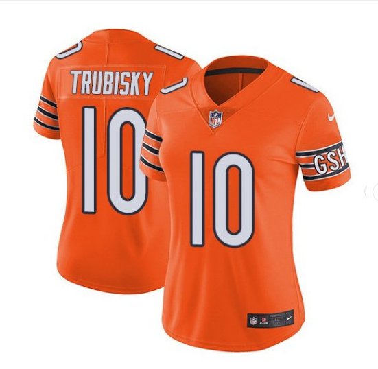 Women's Chicago Bears #10 Mitchell Trubisky Orange Alternate Game Jersey