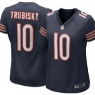 Women Bears #10 Mitchell Trubisky stitched football jersey navy blue