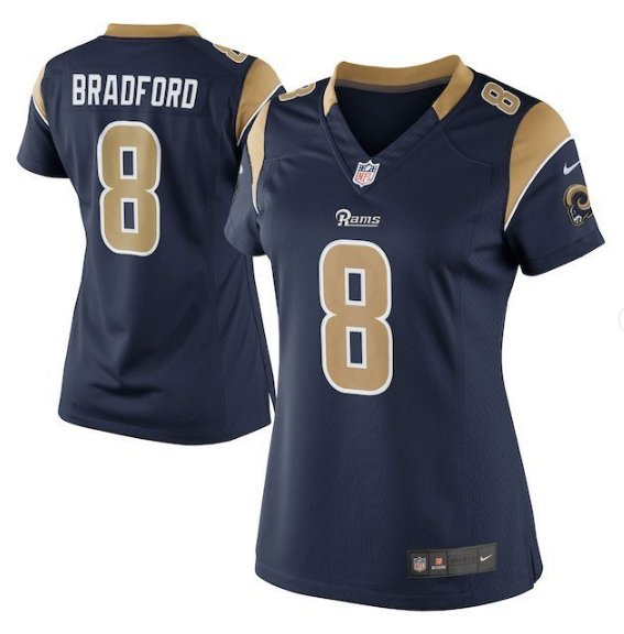 Women's St. Louis Rams #8 Sam Bradford Navy Blue Limited football Jersey