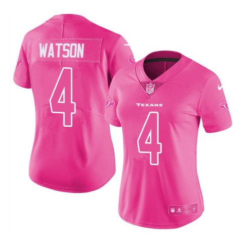Women's Houston Texans #4 Deshaun Watson pink fashion jersey