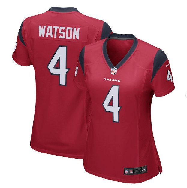 Women's Houston Texans #4 Deshaun Watson game jersey navy red