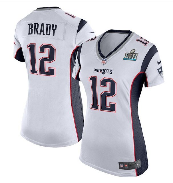 Women's New England Patriots #12 Tom Brady Football Super bowl jersey