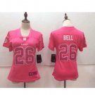 Women LeVeon Bell Pittsburge Steelers #26 pink fashion jersey