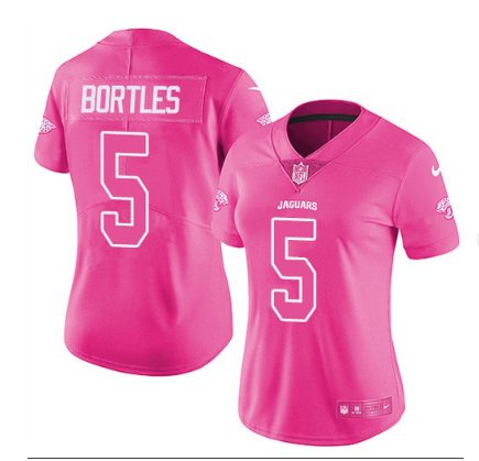 Women's Jacksonville Jaguars #5 Blake Bortles pink fashion jersey