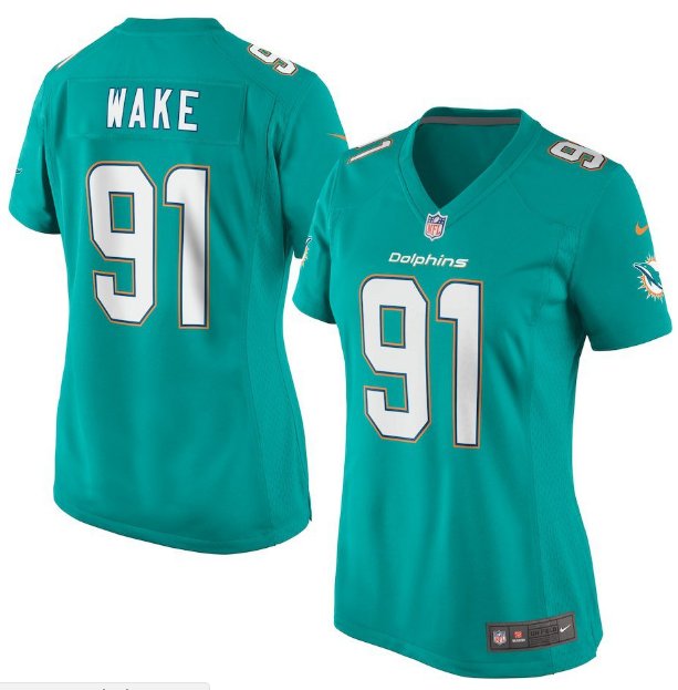 Women's Miami Dolphins #91 Cameron Wake Aqua Limited football Jersey