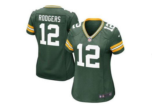 Women's Green Bay Packers #12 Aaron Rodgers Green Limited football Jerseys