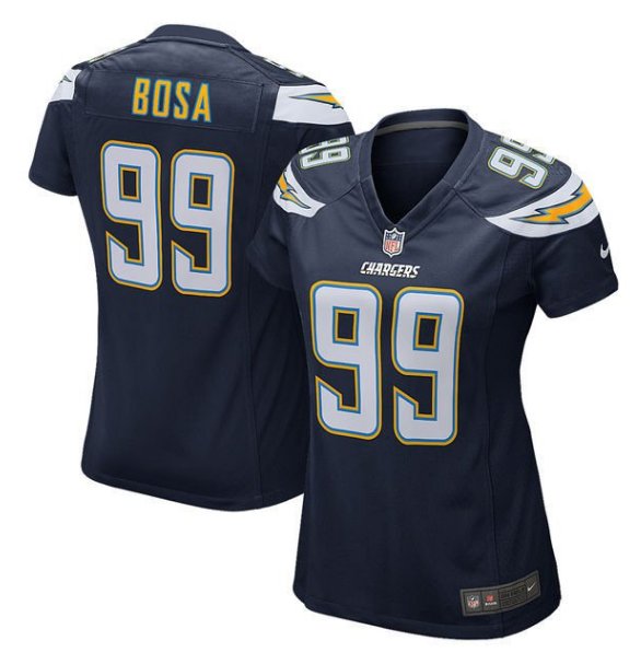 Women Los Angels Charges #99 joey Bosa game Football jersey navy blue