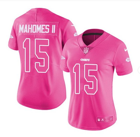 Women's KC Chiefs #15 Patrick Mahomes pink fashion jersey