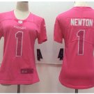 Women's Carolina Panthers #1 Cam Newton pink fashion jersey