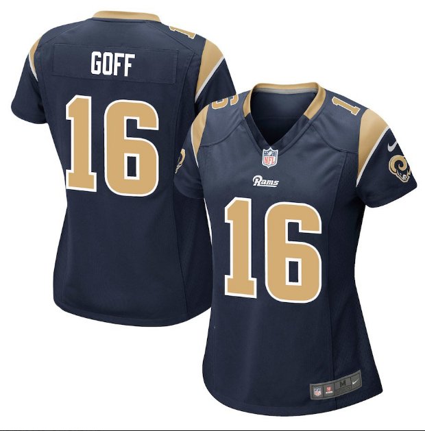 Women's Los Angels Rams #16 Jared Goff Football jersey navy blue