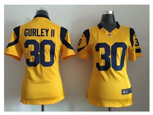 Women's Los Angels Rams #30 Todd Gurley Football jersey navy yellow