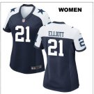 Women's Cowboys #21 Ezekiel Elliott game jersey blue white