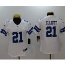 Women's Cowboys #21 Ezekiel Elliott color rush jersey white blue