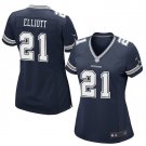 Women's Cowboys #21 Ezekiel Elliott game jersey navy blue