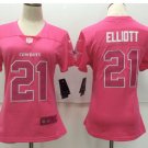 Women's Cowboys #21 Ezekiel Elliott pink fashion jersey